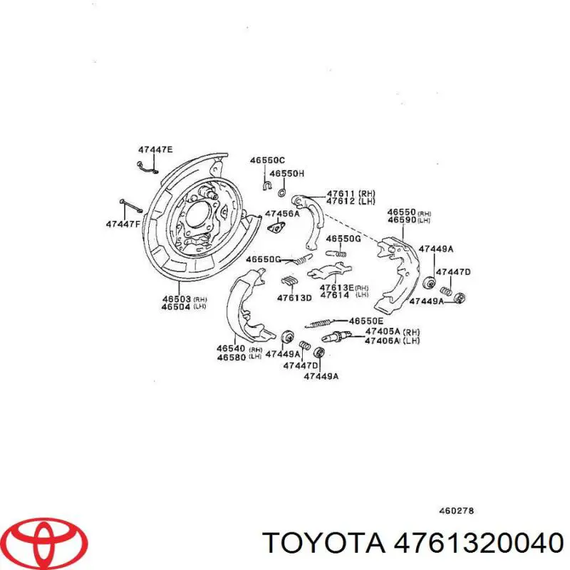 4761320040 Toyota скоба-растяжка тормозного барабана