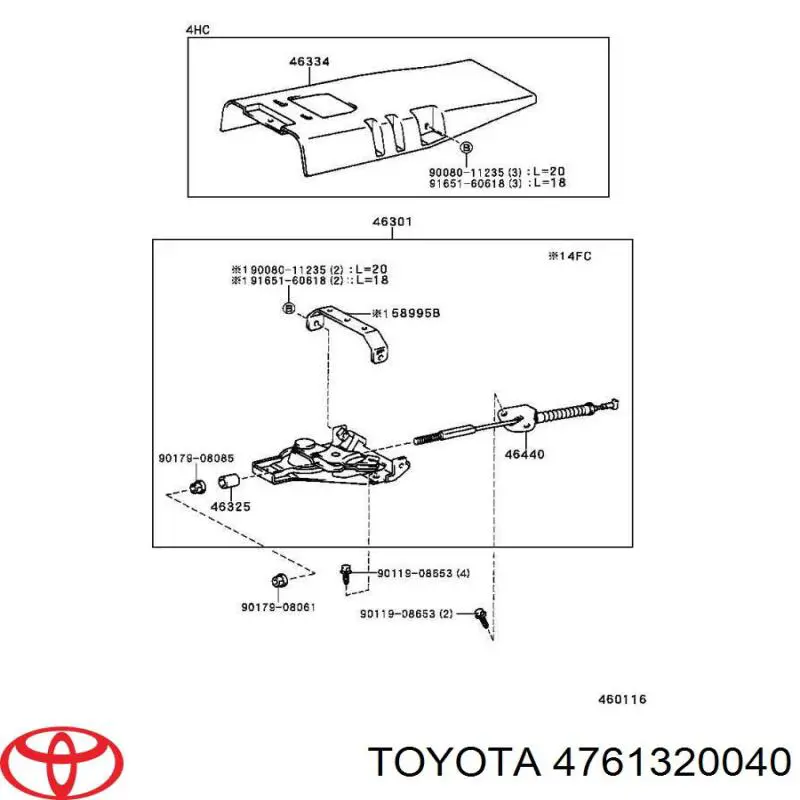 Palanca de reajuste, zapata freno 4761320040 Toyota