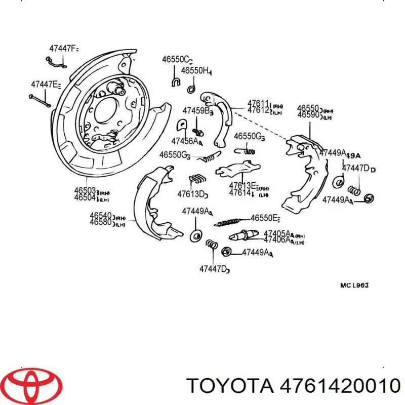 Скоба-растяжка тормозного барабана левая на Toyota Camry V10