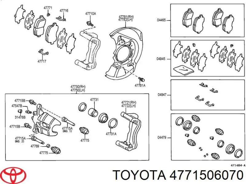 4771506070 Toyota guia de suporte traseiro