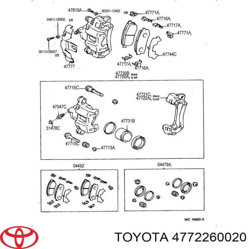 Скоба тормозного суппорта заднего 4772260020 Toyota