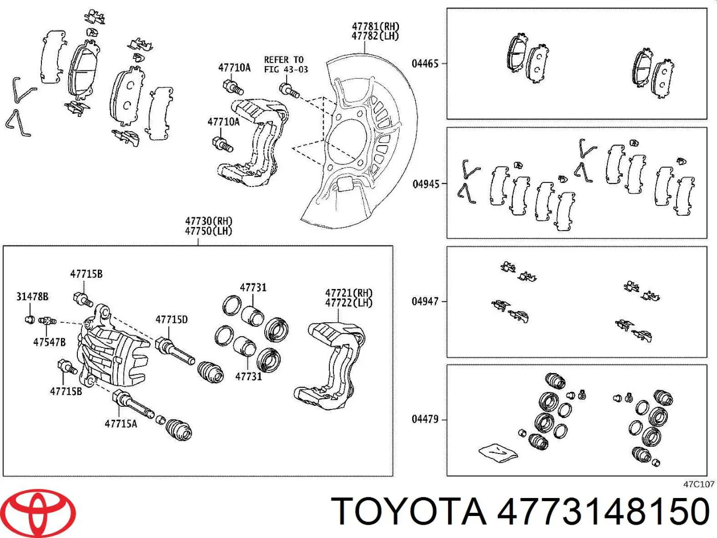 4773148150 Toyota поршень суппорта тормозного переднего