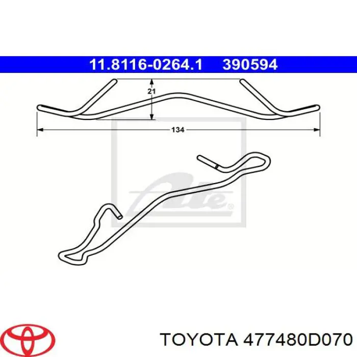 Conjunto De Muelles Almohadilla Discos Delanteros 477480D070 Toyota