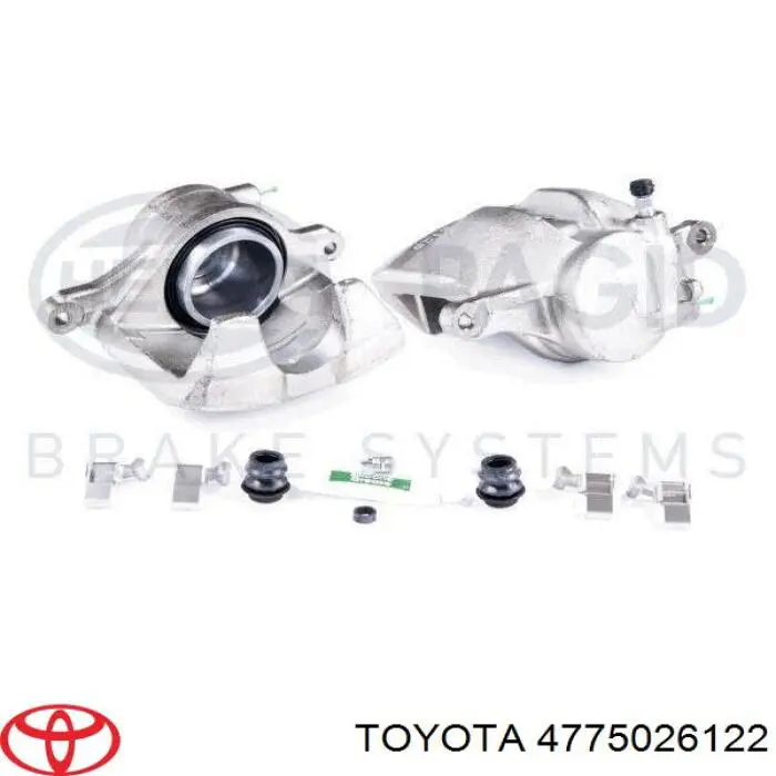 4775025080 Toyota Суппорт тормозной, передний, левый