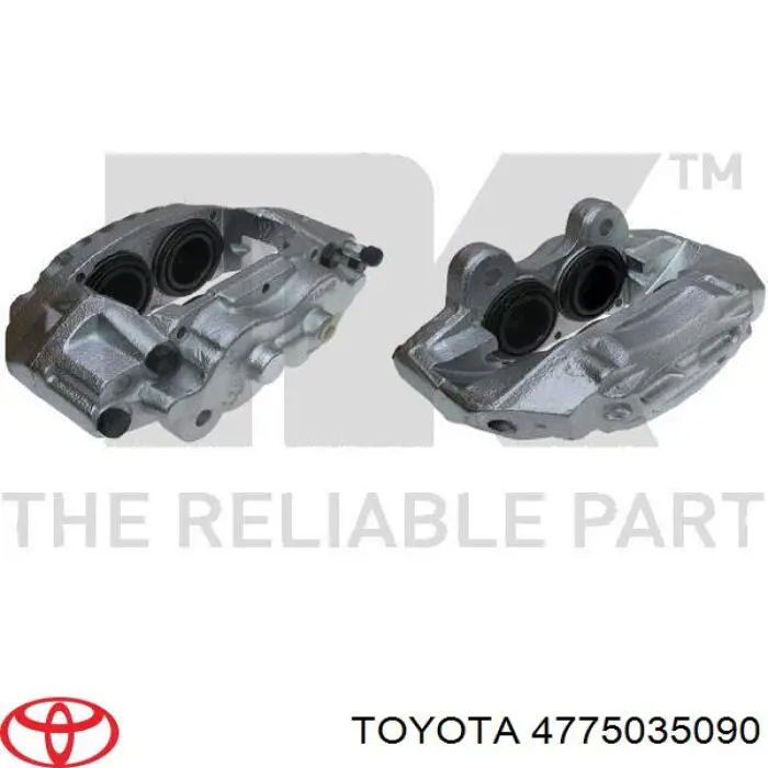 4775035090 Toyota Суппорт тормозной, передний, левый