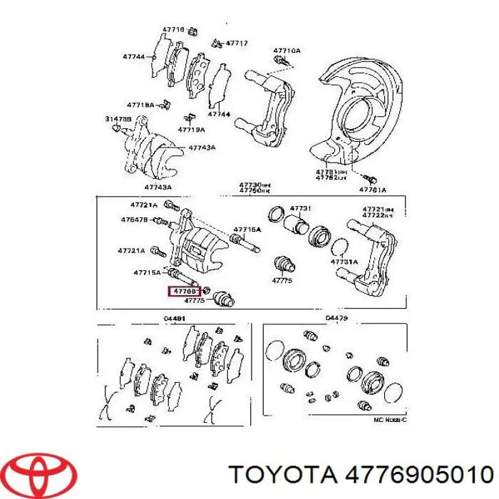 Купить 4776905010 Toyota Направляющая суппорта заднего