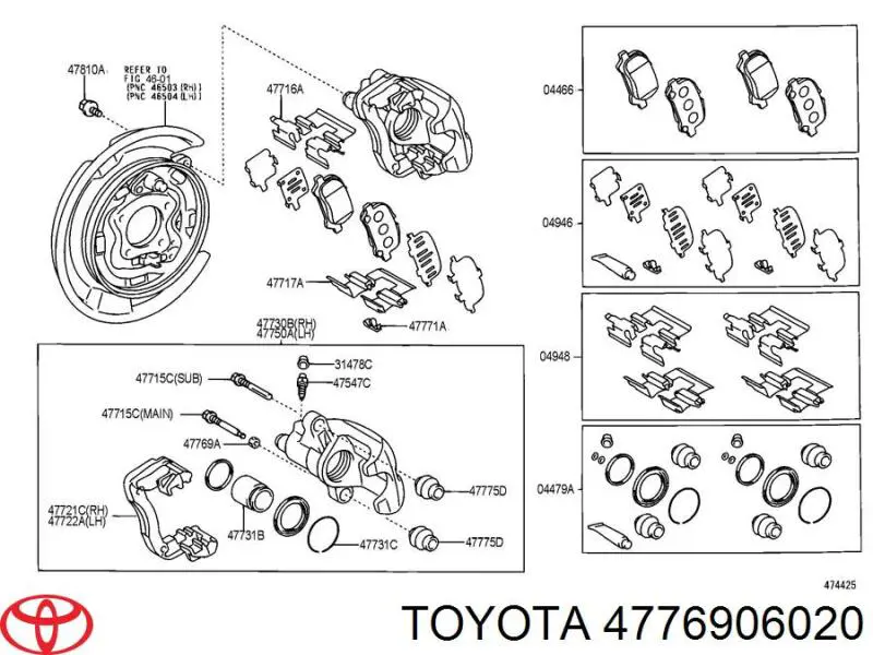 4776906020 Toyota guia de suporte traseiro