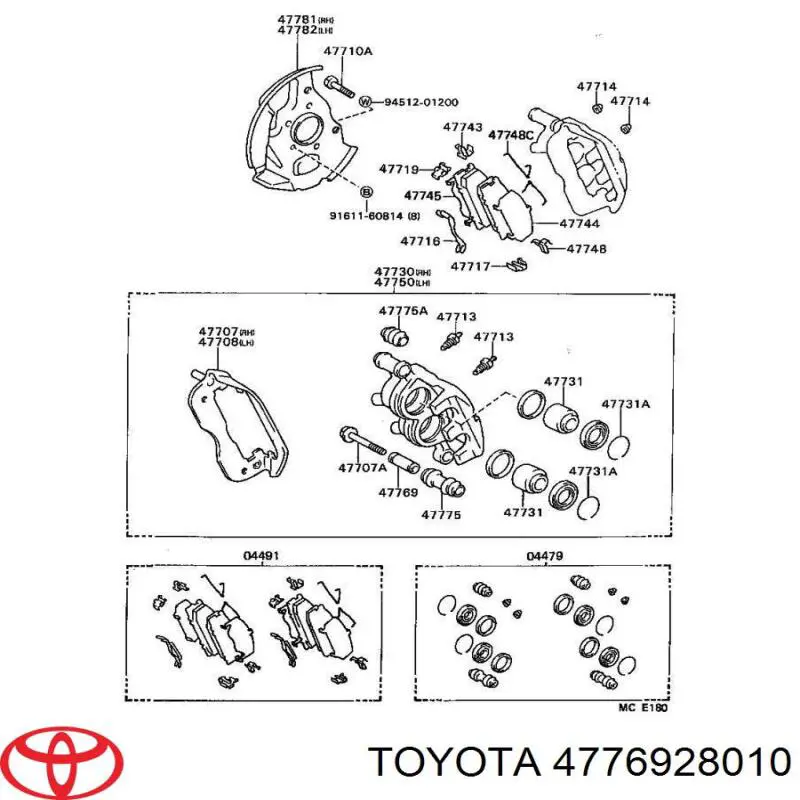 4776928010 Toyota направляющая суппорта заднего