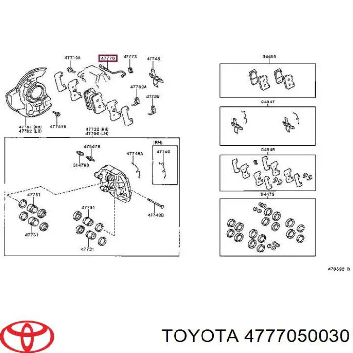 4777050031 Toyota Датчик износа тормозных колодок передний правый