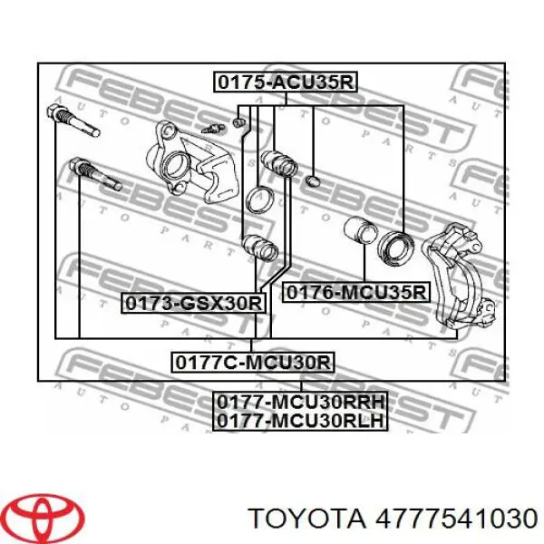 4777541030 Toyota пыльник направляющей суппорта тормозного заднего