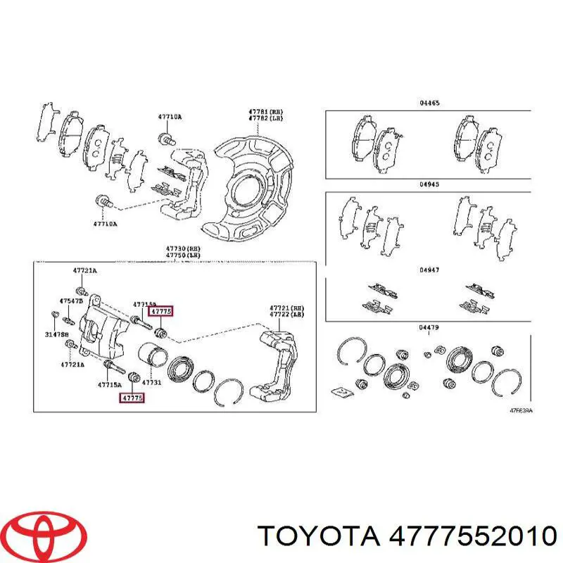 Пыльник направляющей суппорта тормозного переднего Toyota 4777552010 цена, от 1.87 USD