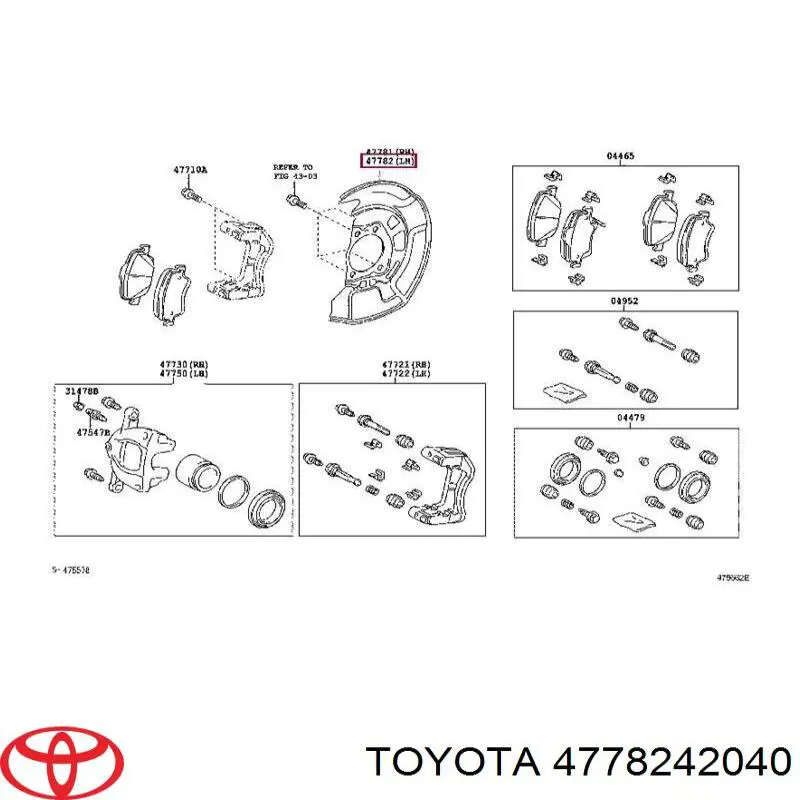 4778242040 Toyota proteção do freio de disco dianteiro esquerdo