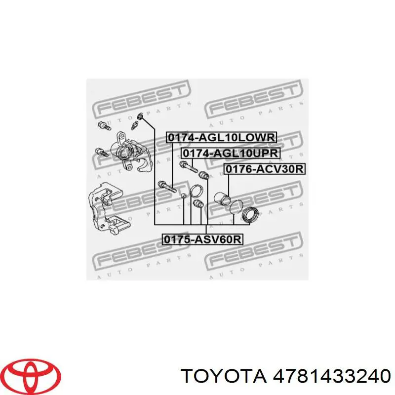 4781433240 Toyota guia superior de suporte traseiro