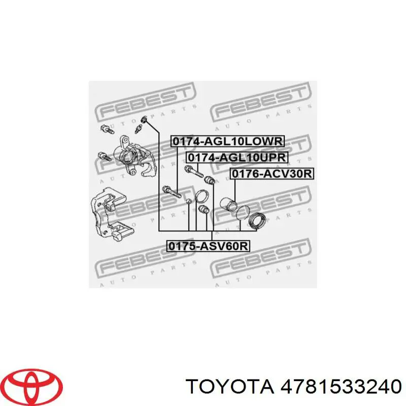 4781533240 Toyota guia inferior de suporte traseiro