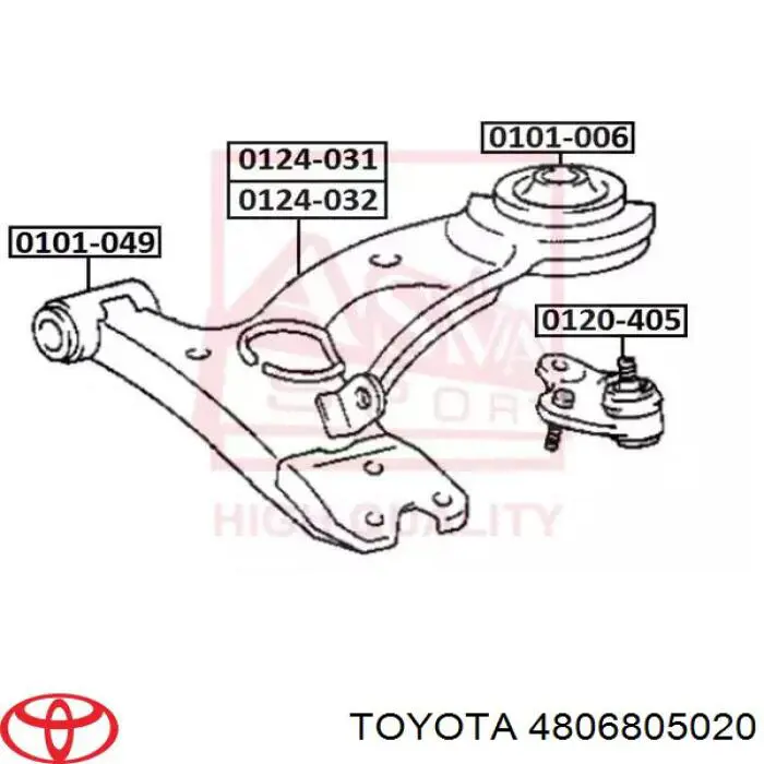 Купить 4806805020 Toyota Нижний правый рычаг передней подвески