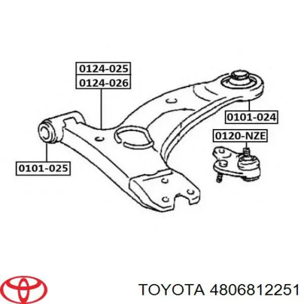 4806812251 Toyota рычаг передней подвески нижний правый