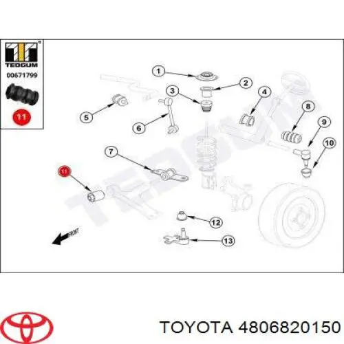 Купить 4806820151 Toyota Нижний правый рычаг передней подвески
