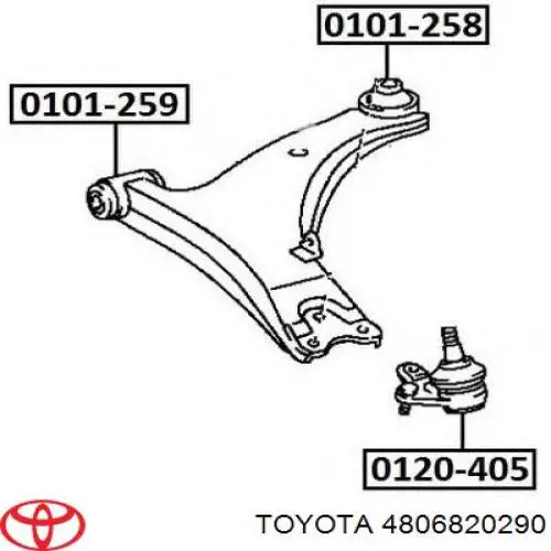 Рычаг передней подвески нижний правый 4806820290 Toyota