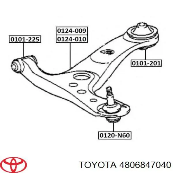 Рычаг передней подвески нижний правый 4806847040 Toyota