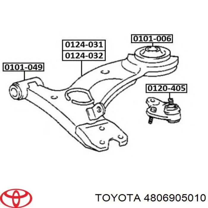 Рычаг передней подвески нижний левый 4806905010 Toyota