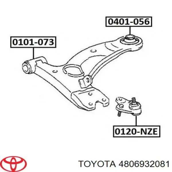 4806932080 Toyota Рычаг передней подвески нижний левый