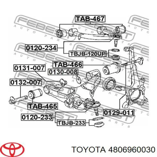 4806960030 Toyota рычаг передней подвески нижний левый