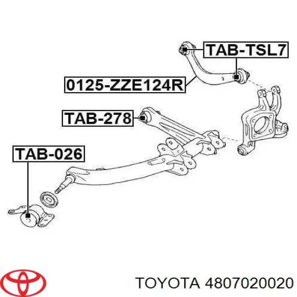 Сайлентблок заднего продольного нижнего рычага Toyota 4807020020