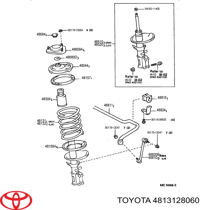 4813128060 Toyota пружина передняя правая