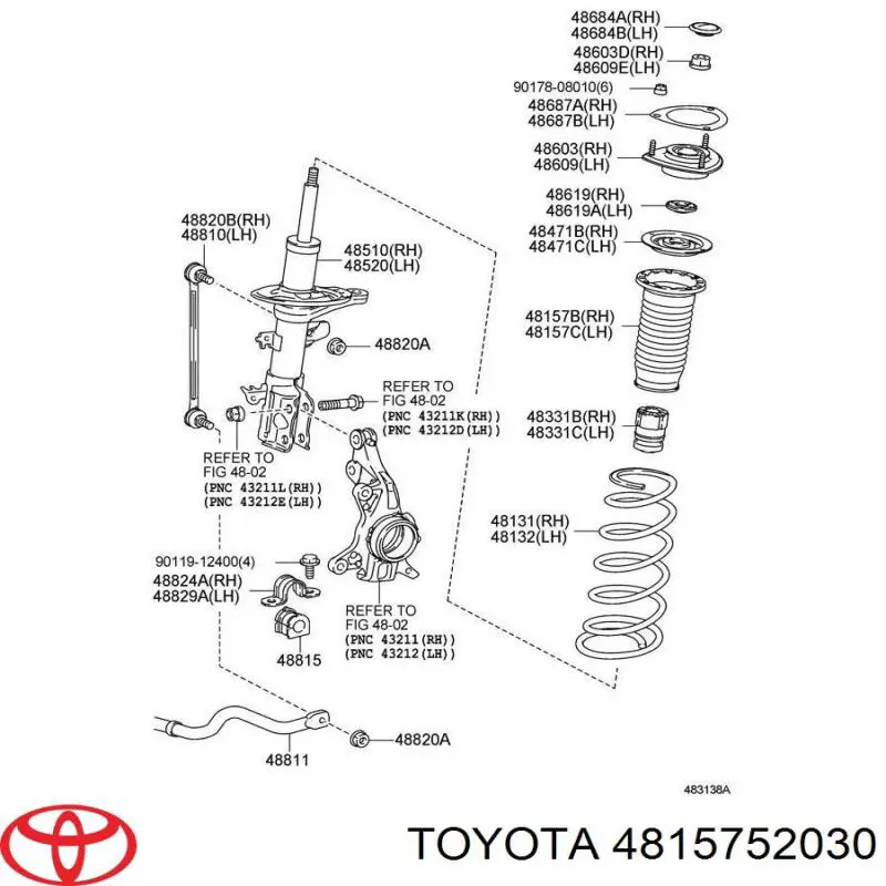 4815752030 Toyota bota de proteção de amortecedor dianteiro