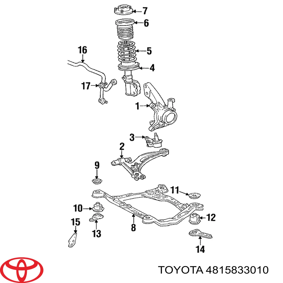 4815833010 Toyota Проставка (резиновое кольцо) пружины передней нижняя