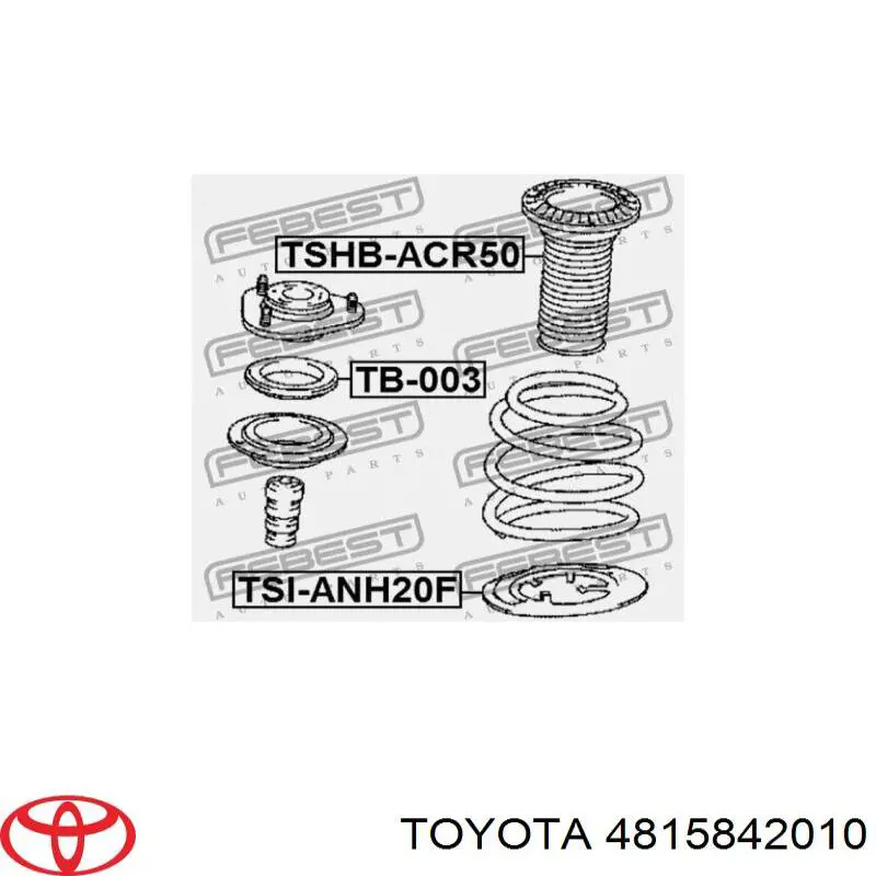 4815842010 Toyota espaçador (anel de borracha da mola dianteira inferior)