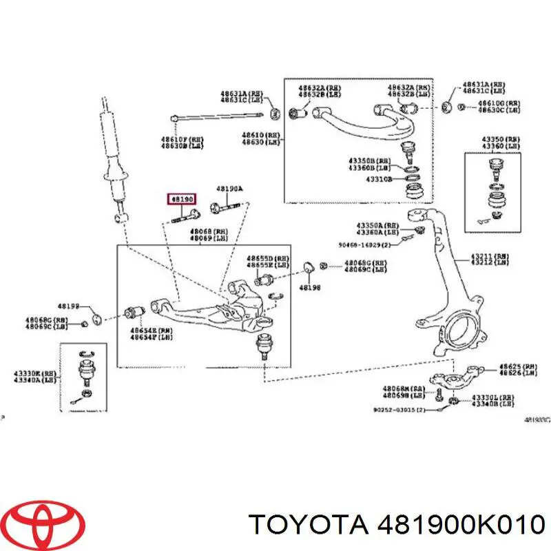 481900K010 Toyota болт крепления переднего рычага, нижнего
