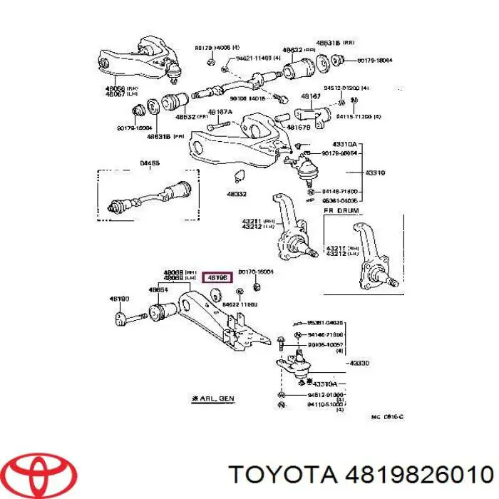 4819826010 Toyota porca excêntrica do braço oscilante inferior traseiro (de inclinação)