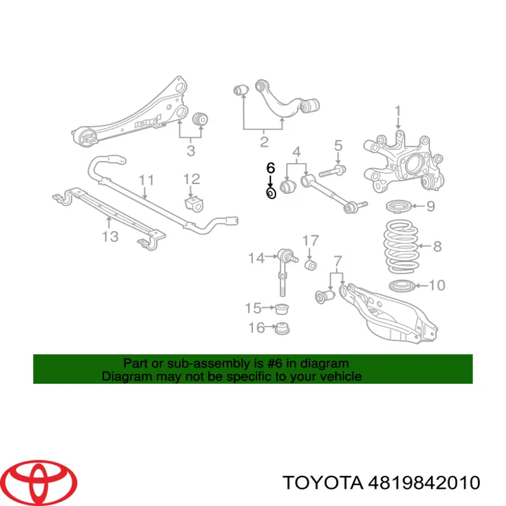 Parafuso de fixação do braço oscilante inferior traseiro, interno para Toyota Auris (E15)