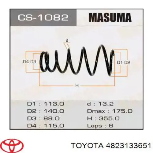 Пружина амортизатора Masuma CS1082 цена, от 43.25 USD