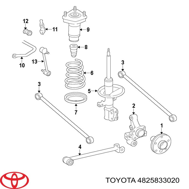 4825833020 Toyota проставка (резиновое кольцо пружины задней нижняя)