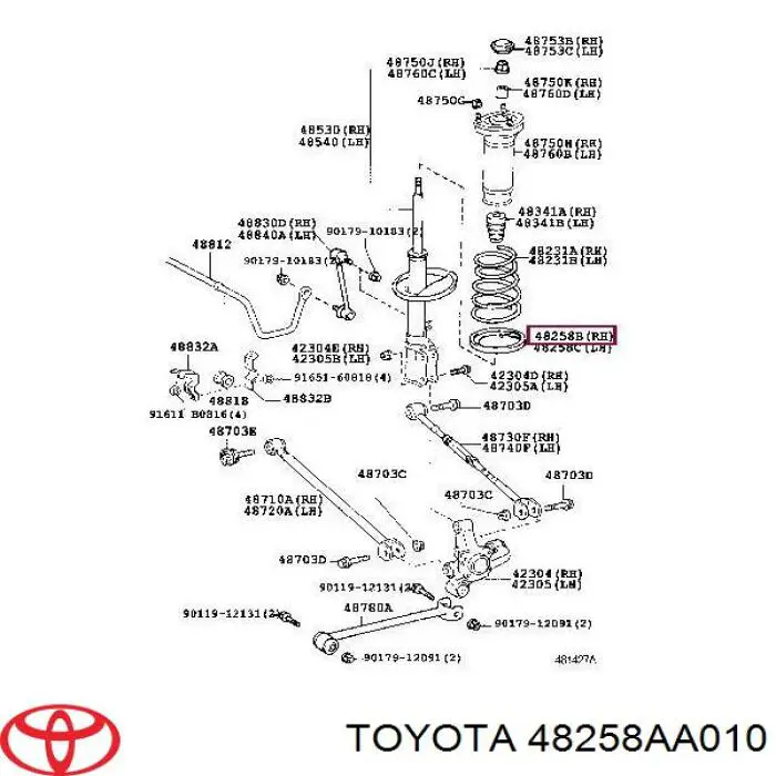 48258AA010 Toyota проставка (резиновое кольцо пружины задней нижняя)