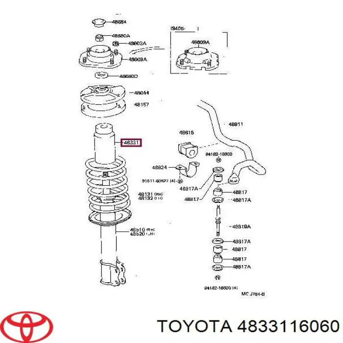 4833116060 Toyota пыльник амортизатора переднего