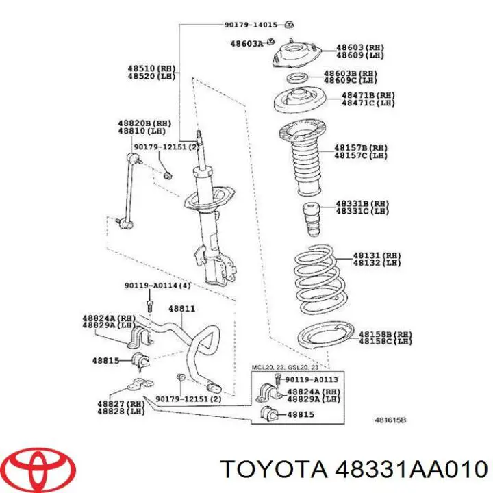 Буфер (отбойник) амортизатора переднего 48331AA010 Toyota