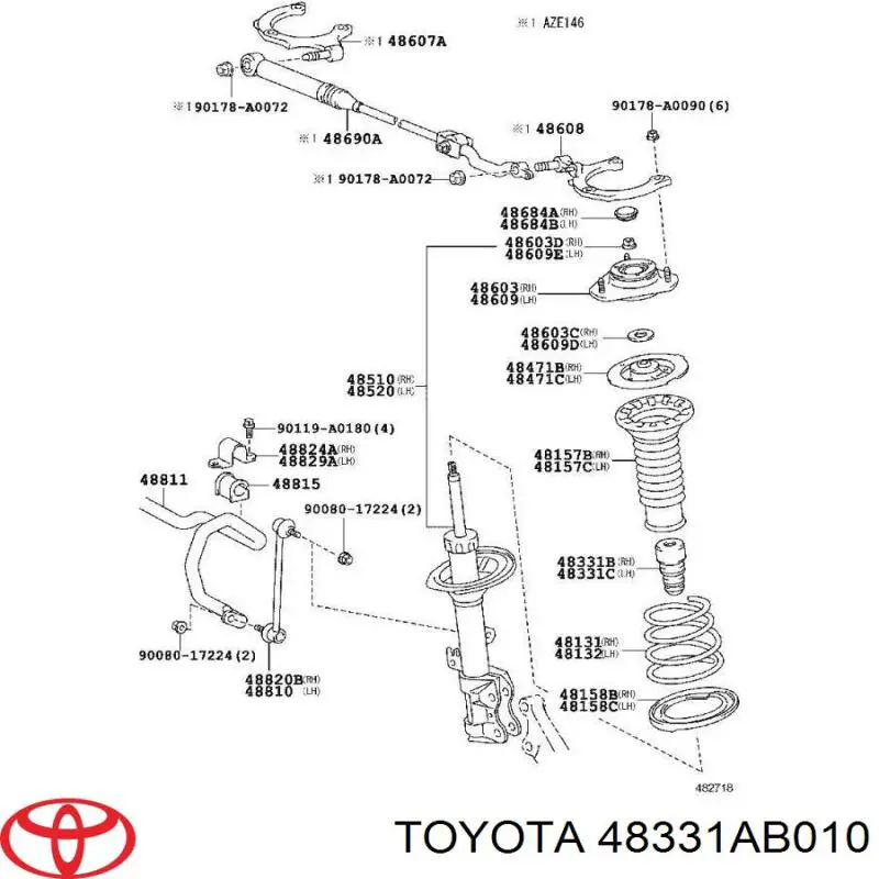 Буфер (отбойник) амортизатора переднего 48331AB010 Toyota