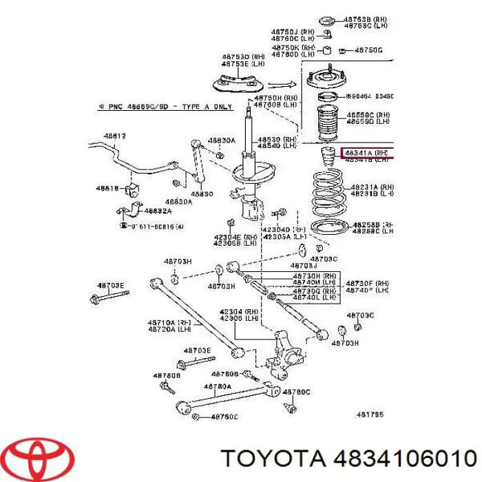 4834106010 Toyota буфер (отбойник амортизатора заднего)