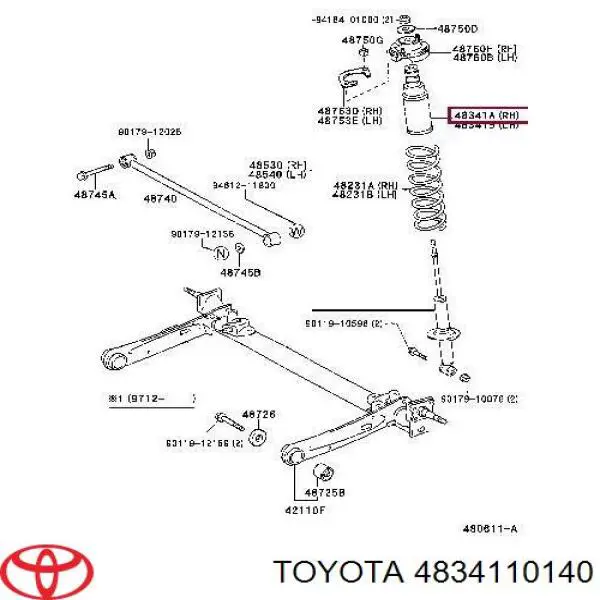 Отбойники задних амортизаторов 4834110140 Toyota