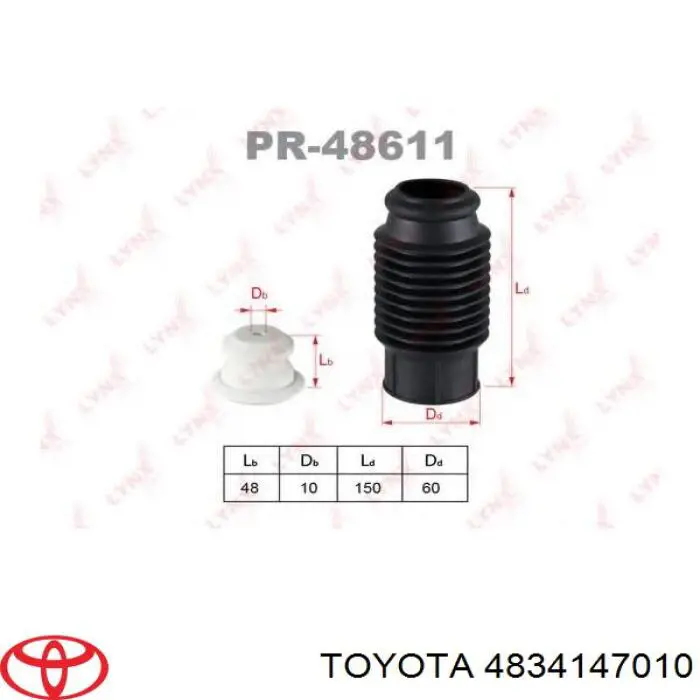 4834147010 Toyota буфер (отбойник амортизатора заднего + пыльник)