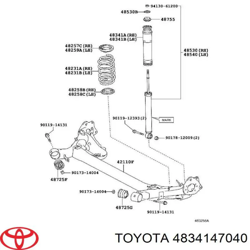 4834147040 Toyota Буфер амортизатора заднего
