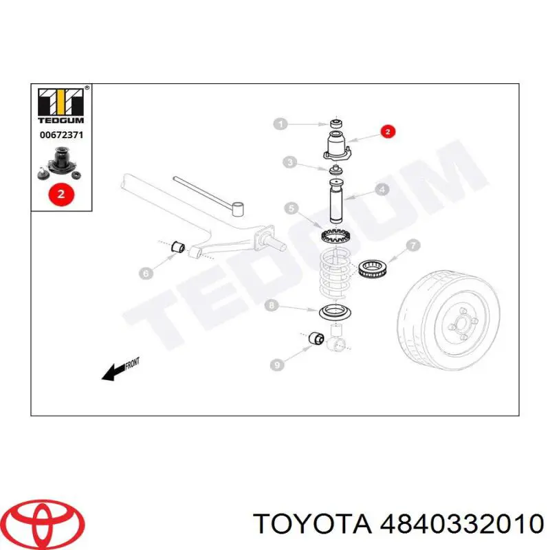 Soporte amortiguador trasero izquierdo 4840332010 Toyota