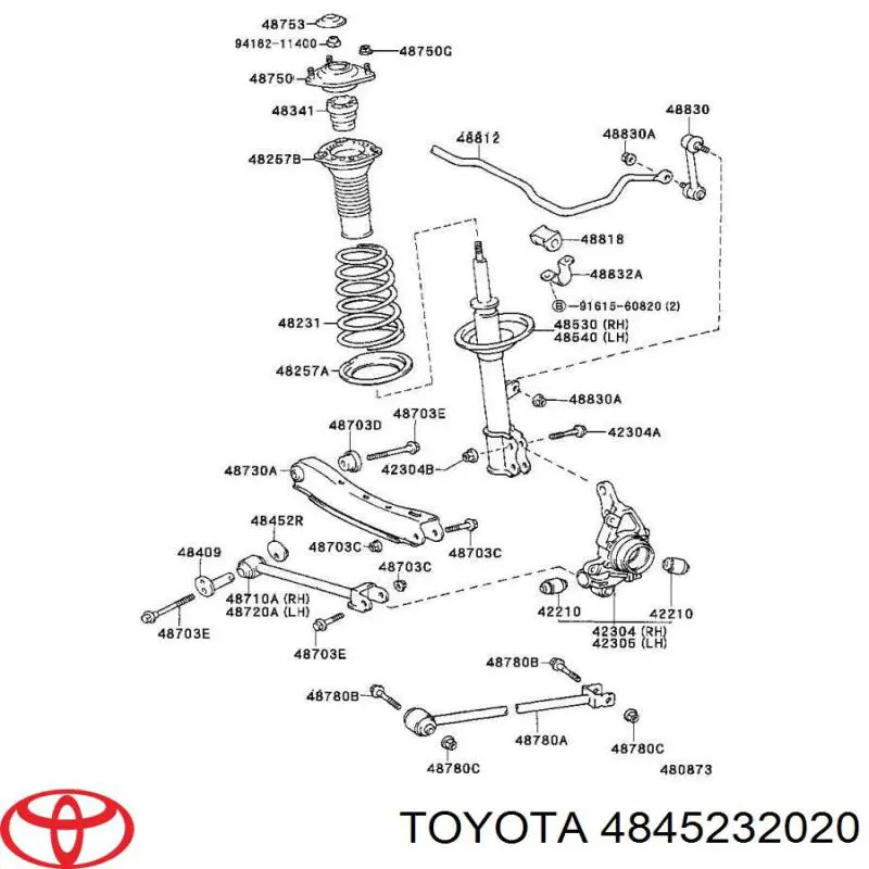 Болт крепления заднего развального рычага, внутренний на Toyota Camry V2
