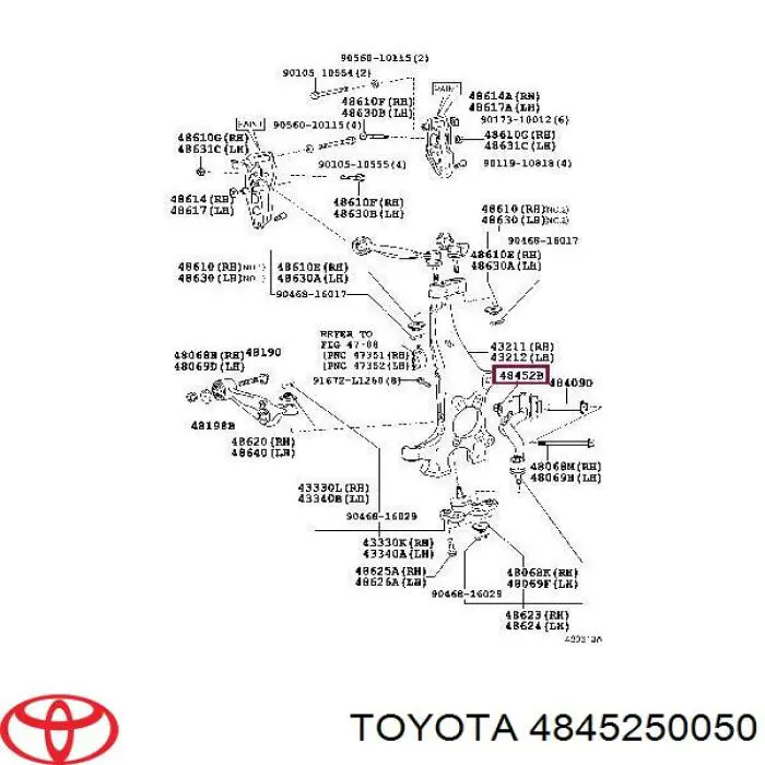 Болт крепления заднего нижнего рычага, внутренний 4845250050 Toyota