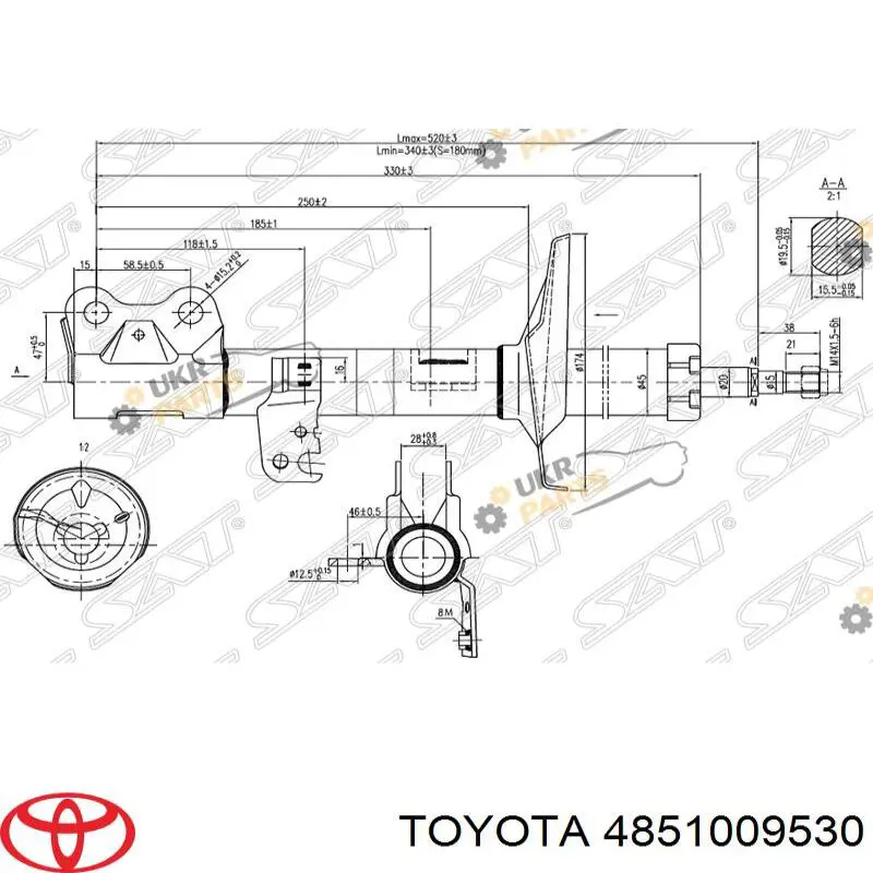 Амортизатор передний правый 4851009530 Toyota