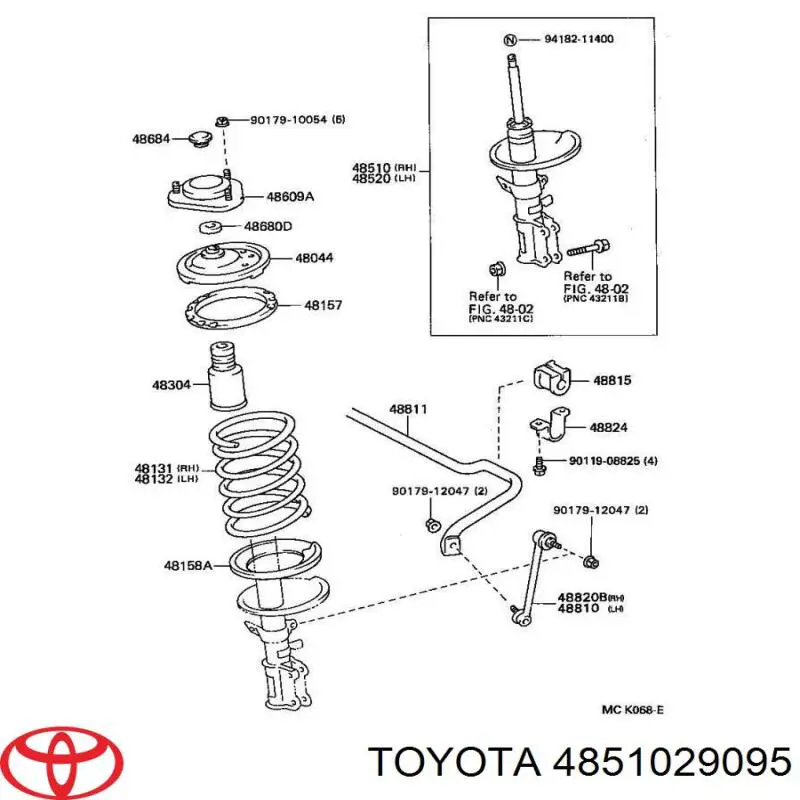 Амортизатор передний правый 4851029095 Toyota