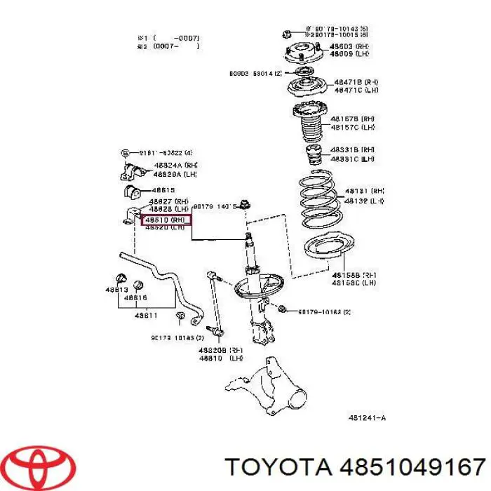 4851049167 Toyota amortecedor dianteiro direito
